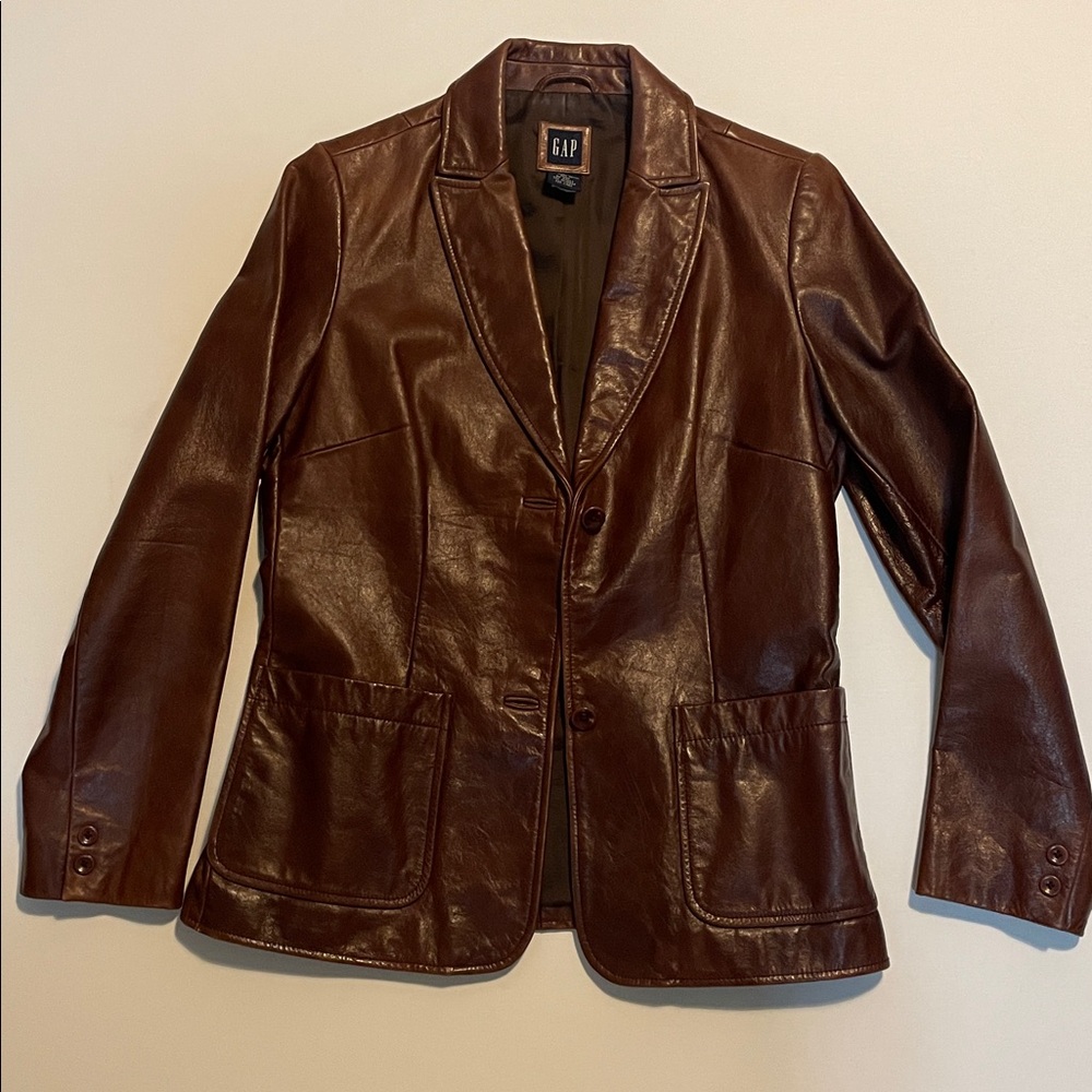 Gap vintage brown leather blazer, size small. Rachel Green jacket alternative - Picture 5 of 13